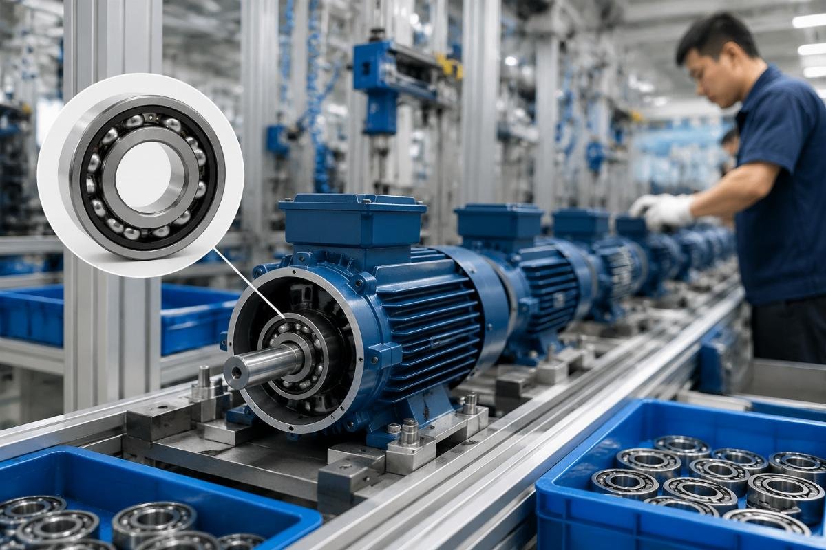6000 series bearings for electric motors standard application 6000 series bearing installed on standard electric motor assembly line