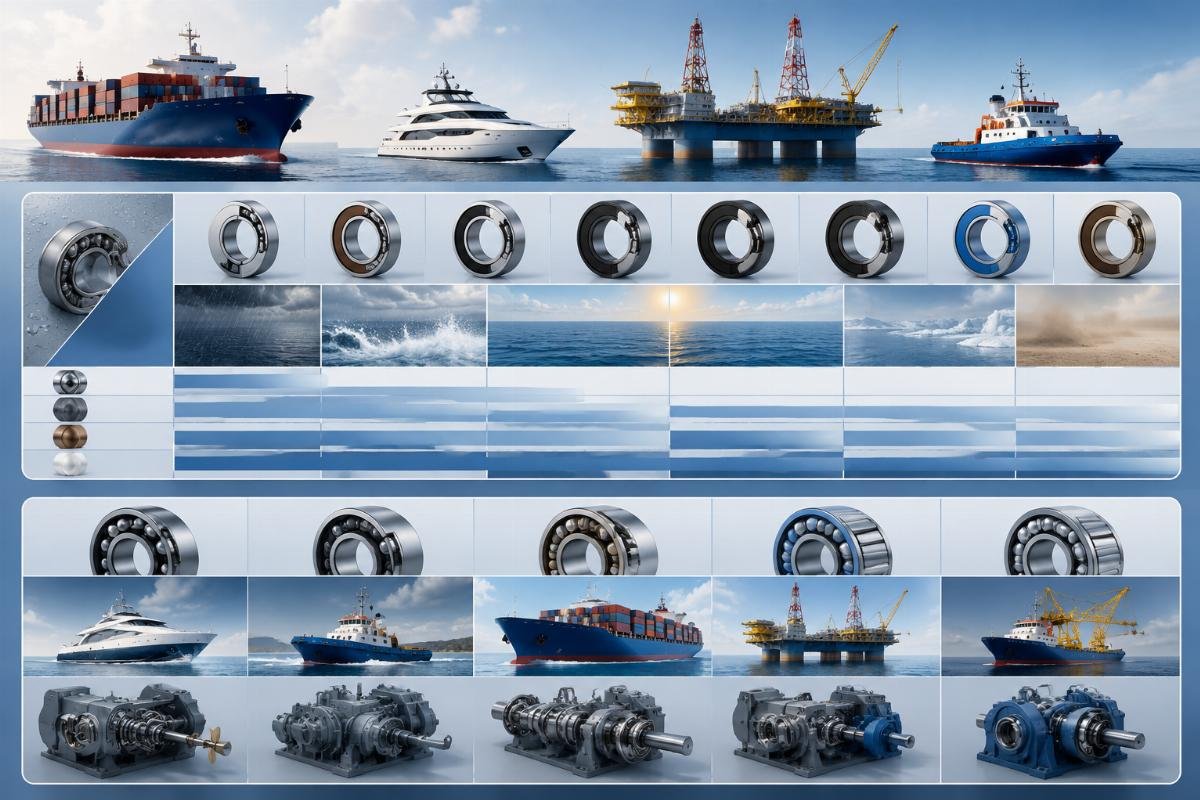 A reference chart matching bearing material and seal types to different operating environments