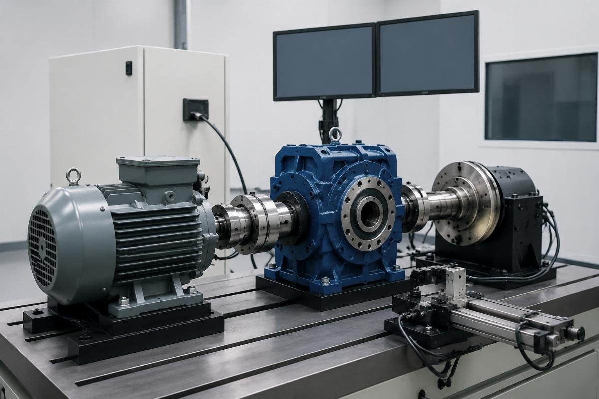 Torque test rig measuring bearing friction loss under variable gearbox operating speeds