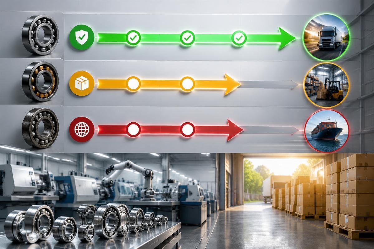 Comparison of delivery timelines for different sourcing methods showing 72-hour capability for genuine bearings Bearing Delivery Timeline Comparison