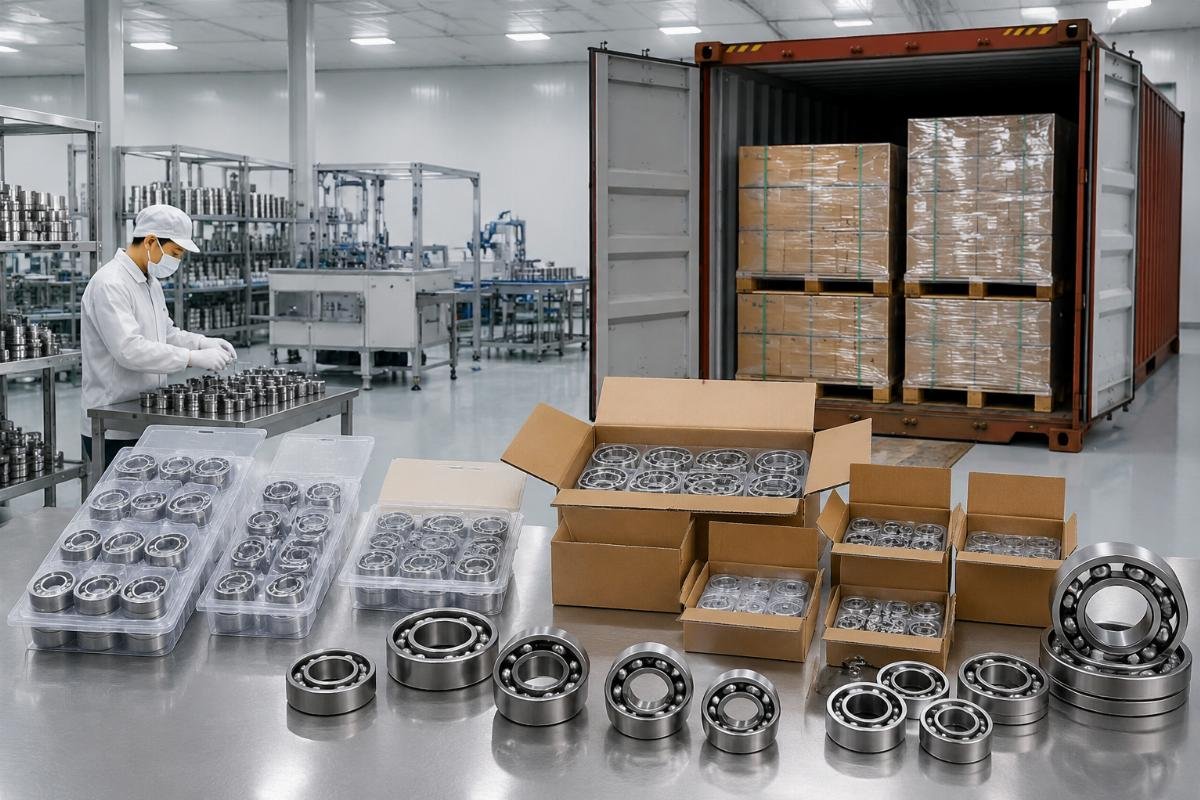 Different order size packaging for stainless steel bearings from 10-piece packs to full containers