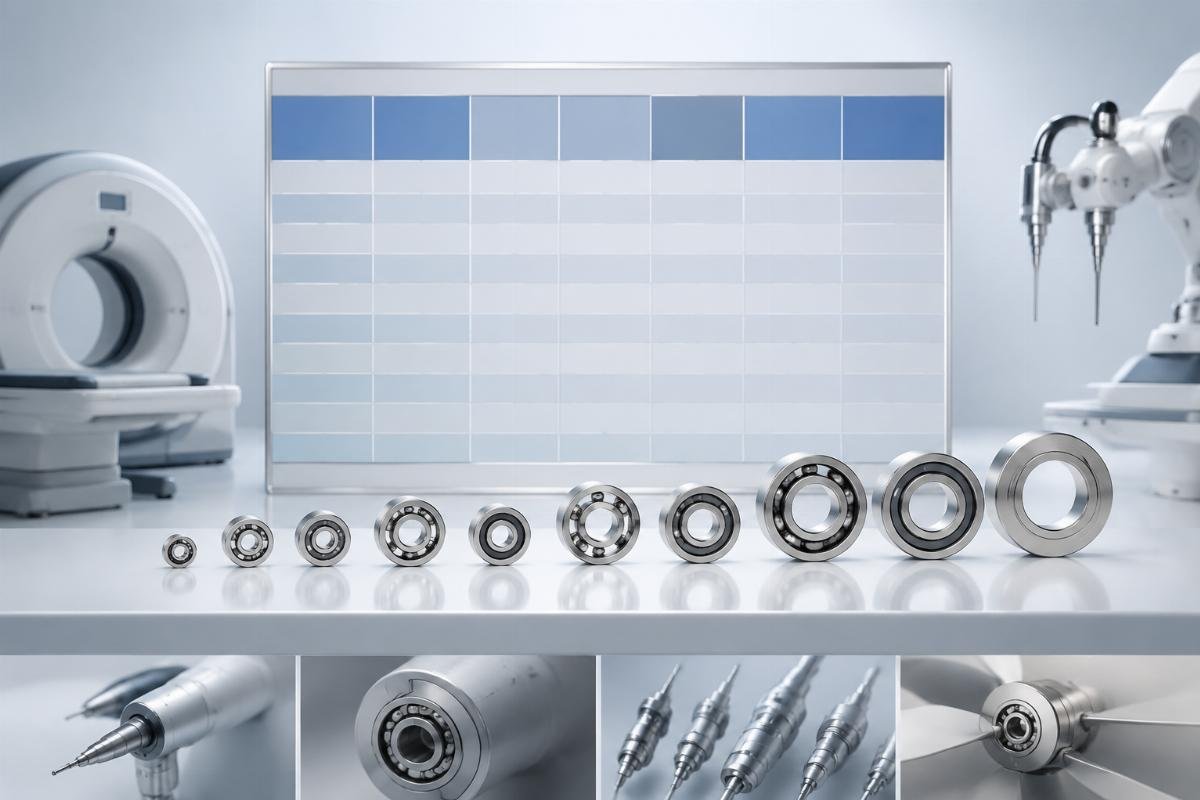 OEM part number cross reference table for medical miniature bearings