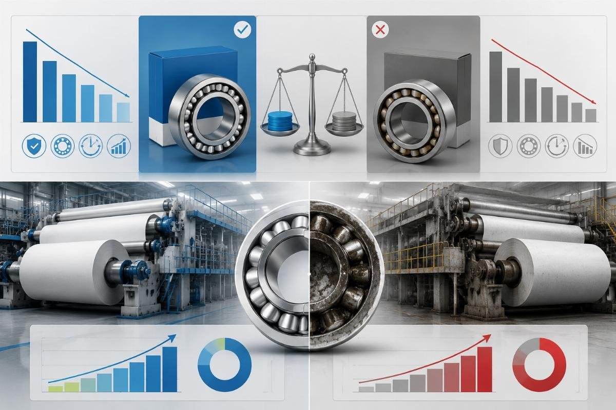 paper machine bearing cost vs performance comparison Cost comparison chart showing branded vs non-branded certified bearing total cost of ownership