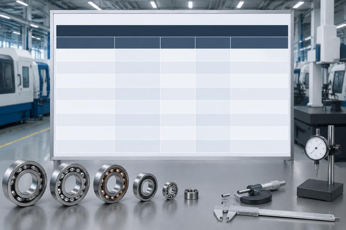 Parameter comparison table for P0 to P2 precision grade bearing thresholds