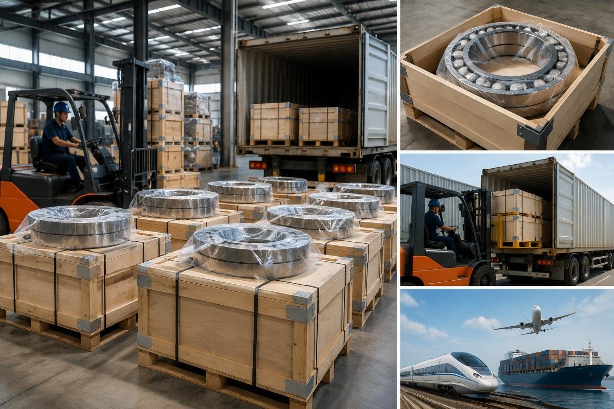 Logistics packaging for railway bearing orders ready for shipment