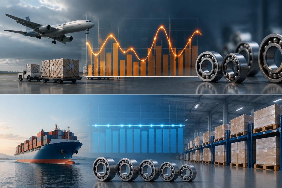 Comparison of delivery time variance between air and consolidated sea shipments