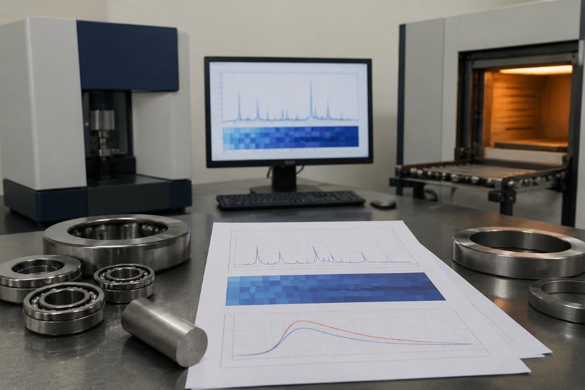 Sample material certification showing chemical composition and heat treatment parameters Bearing Material Certification Example
