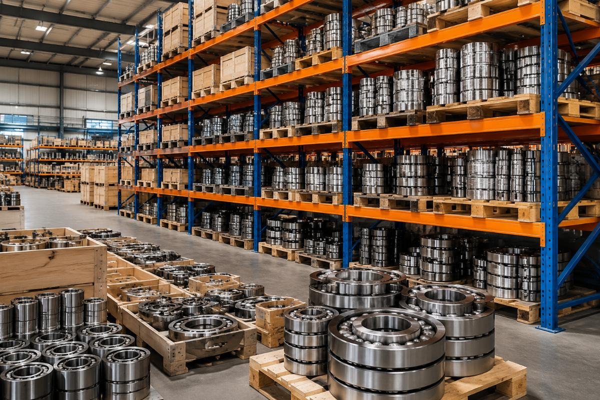 Stocked industrial standard bearing inventory Warehouse storage of standard pump and compressor bearings
