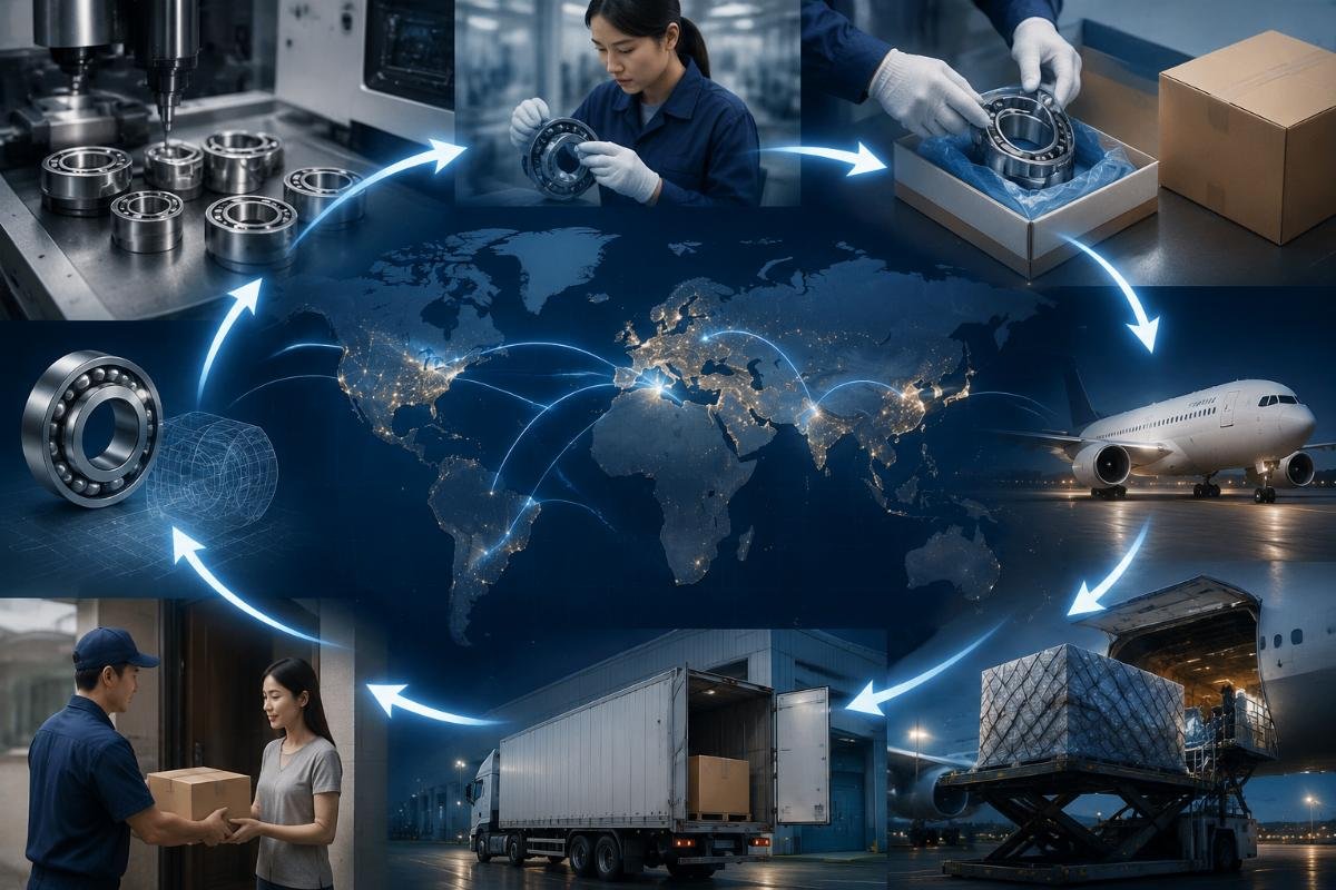 Global express delivery workflow for urgent aerospace bearing orders