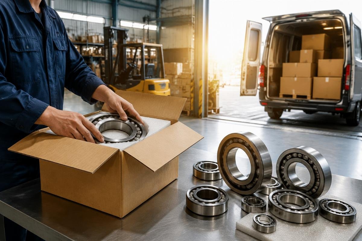 urgent bearing delivery for pulp mill maintenance Urgent DHL parcel of bearings being prepared for dispatch