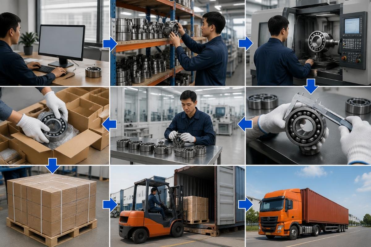 Mining conveyor bearing replacement order fulfillment workflow