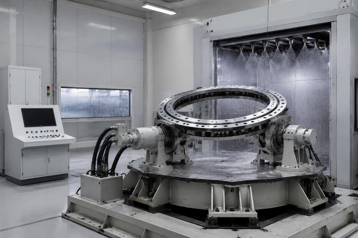Slewing bearing performance test bench for extreme conditions